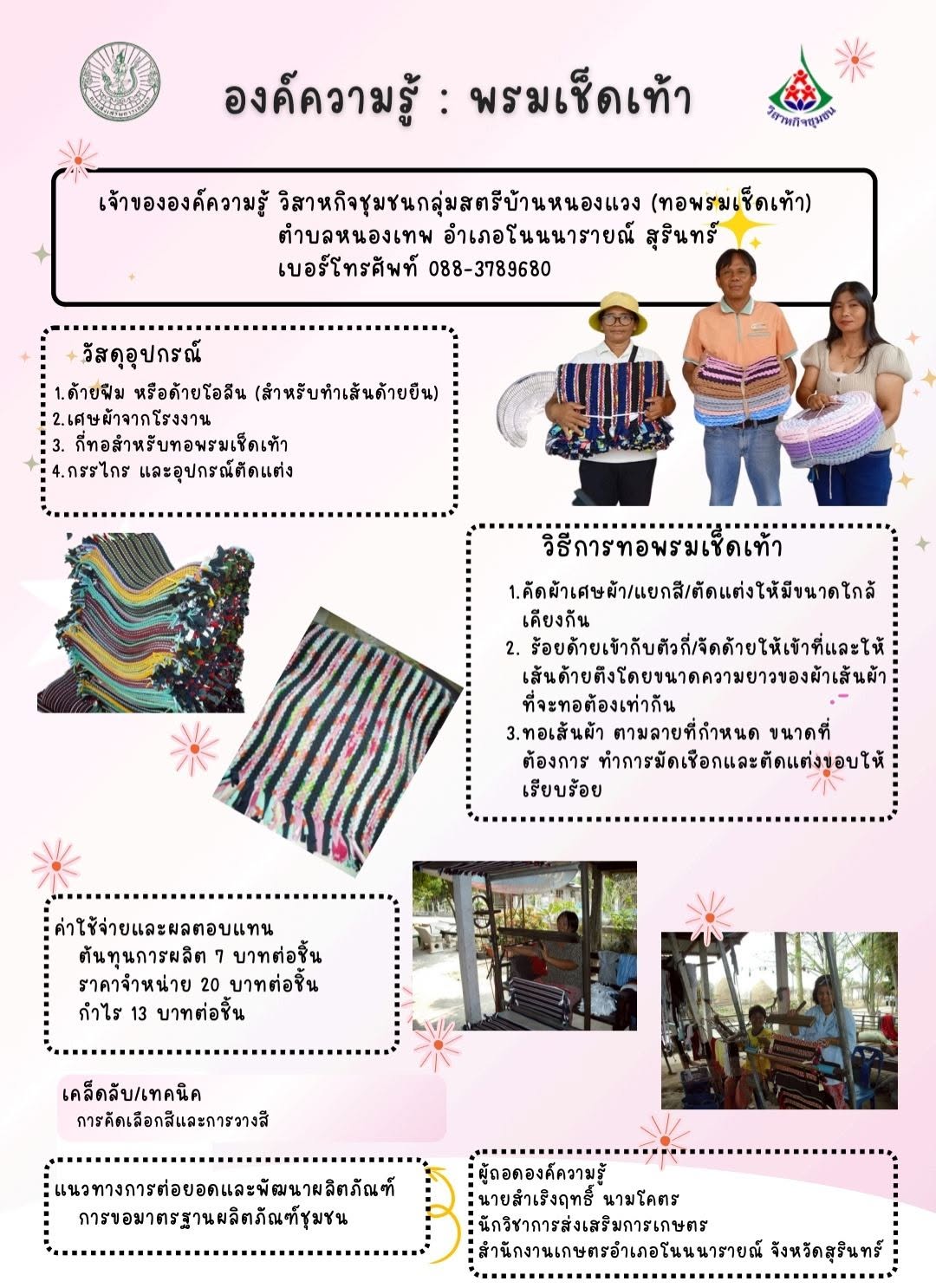 องค์ความรู้ ทำพรมเช็ดเท้า